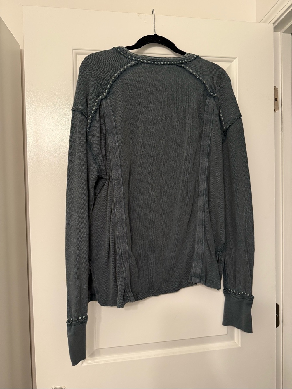 Free People Washed Green Long-Sleeve Henley Top - Picture 2 of 8